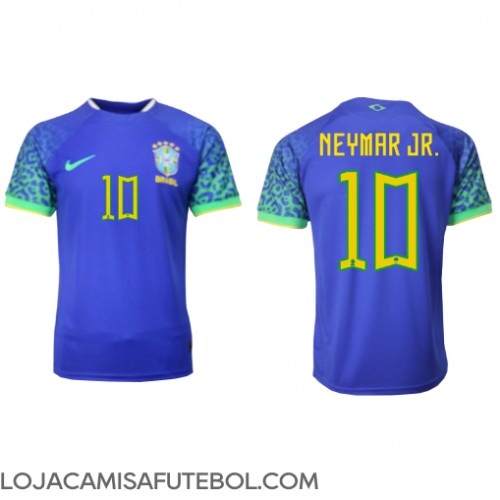 Camisa de Futebol Brasil Neymar Jr #10 Equipamento Secundário Mundo 2022 Manga Curta